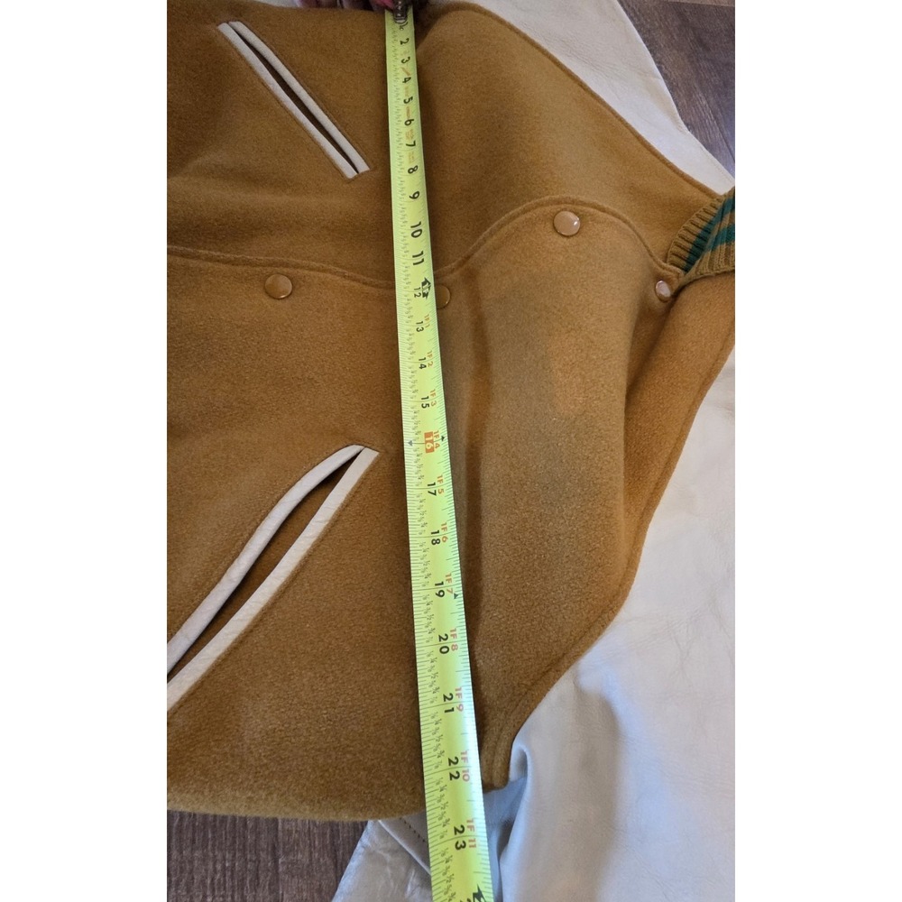 Vintage Butwin Varsity Letterman Jacket 40 Yellow Green Wool Leather 1950s 1960s - Picture 13 of 15
